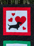Year of Dachshunds raw edge fusible applique sewing quilt block pattern, snugglepuppyapplique.com