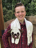 Pug scarf sewing pattern, snugglepuppyapplique.com