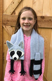 Raccoon scarf sewing pattern, snugglepuppyapplique.com