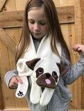 Pug scarf sewing pattern, snugglepuppyapplique.com