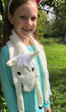 In the hoop Unicorn Scarf embroidery design for use with an embroidery machine, snugglepuppyapplique.com