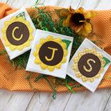 Sunflower Alphabet Bean stitch applique embroidery Design, snugglepuppyapplique.com