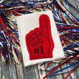 Foam Finger "#1" applique embroidery Design, snugglepuppyapplique.com