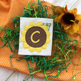 Sunflower Alphabet Bean stitch applique embroidery Design, snugglepuppyapplique.com