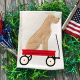Great Dane in a Wagon appliqué Embroidery Design, snugglepuppyapplique.com
