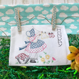 Vintage Little Susan Monday embroidery Design for use with an embroidery machine, snugglepuppyapplique.com