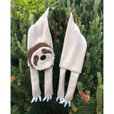 In the hoop sloth scarf embroidery design for use with an embroidery machine, snugglepuppyapplique.com