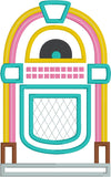 1950's Jutebox applique embroidery design, snugglepuppyapplique.com