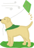 Labrador with kite applique embroidery design, March Lab design, snugglepuppyapplique.com