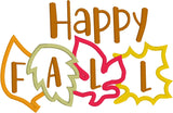"Happy Fall" Autumn Leaves Applique Embroidery Design, snugglepuppyapplique.com