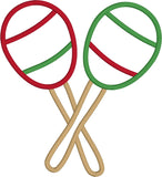 Maracas Cinco de Mayo applique embroidery design, snugglepuppyapplique.com