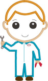 Auto Mechanic Boy Applique Embroidery Design by snugglepuppyapplique.com