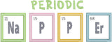 Periodic Napper Science Chemistry applique embroidery Design, snugglepuppyapplique.com