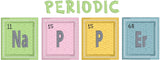 Periodic Napper Science Chemistry applique embroidery Design, snugglepuppyapplique.com