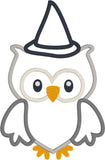 Owl with witch's hat appliqué embroidery design, snugglepuppyapplique.com