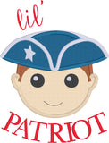 lil' Patriot Mascot Applique Embroidery Design, snugglepuppyapplique.com
