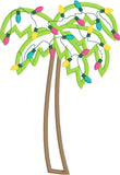 Palm tree with Christmas lights applique machine embroidery design by snugglepuppyapplique.com