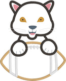 Panther mascot with a football applique embroidery design, snugglepuppyapplique.com