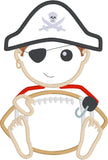 Pirate, Raider, Buccaneer mascot with a football appliqué embroidery design, snugglepuppyapplique.com