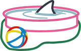 Shark in Kiddy Pool with beach ball applique embroidery design,  Snugglepuppyapplique.com