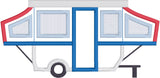 Pop-up trailer camper applique embroidery design, snugglepuppyapplique.com