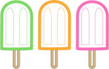 popsicle trio summer appliqué embroidery design, snugglepuppyapplique.com
