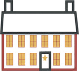 Primitive style house applique embroidery design, snugglepuppyapplique.com