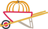 Pumpkin in a wheelbarrow applique embroidery design, snugglepuppyapplique.com