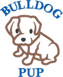 Bulldog pup mascot applique embroidery design for baby and kids, snugglepuppyapplique.com