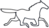 Running horse Folk Art zigzag applique embroidery design by snugglepuppyapplique.com