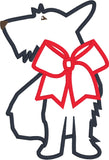 Scottie dog with a bow Christmas applique machine embroidery design by snugglepuppyapplique.com