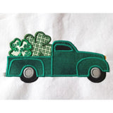 Vintage pickup truck with large shamrocks, snugglepuppyapplique.com