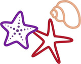 Starfish and shell appliqué embroidery deisgn, snugglepuppyapplique.com