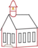 Primitive Country Schoolhouse zigzag applique embroidery design by snugglepuppyapplique.com