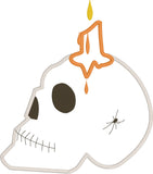 Skull with Candle Halloween Applique Embroidery Design, snugglepuppyapplique.com