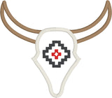 steer skull applique embroidery design, snugglepuppyapplique.com