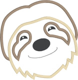 Sloth face applique embroidery design, snugglepuppyapplique.com