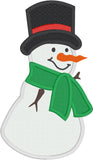 Snowman applique embroidery design, snugglepuppydesign.com
