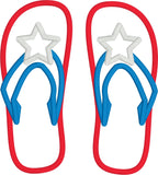 An applique of flip flops with a decorative star by snugglepuppyapplique.com