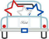 Stars in Pickup 4th July applique embroidery design, snugglepuppyapplique.com