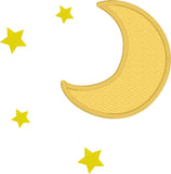 Moon and Stars applique embroidery design, free applique design, snugglepuppyapplique.com