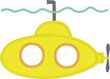Submarine applique embroidery design, snugglepuppyapplique.com