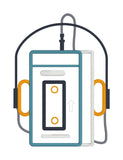 An applique of a portable tape player by snugglepuppyapplique.com