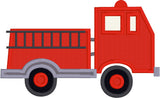 Firetruck applique embroidery design, snugglepuppyapplique.com