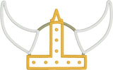 Viking Helmet applique embroidery design, snugglepuppyapplique.com
