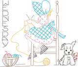 Vintage Little Susan Wednesday embroidery design for use with an embroidery machine.  Snugglepuppyapplique.com