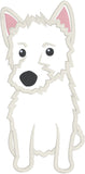 West Highland Terrier applique embroidery design,  Westie, snugglepuppyapplique.com