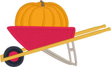 Pumpkin in a wheelbarrow applique embroidery design, snugglepuppyapplique.com