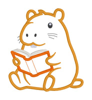 An applique design of a capybara reading a book by snugglepuppyapplique.com