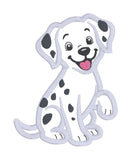 An applique design of a Dalmatian puppy